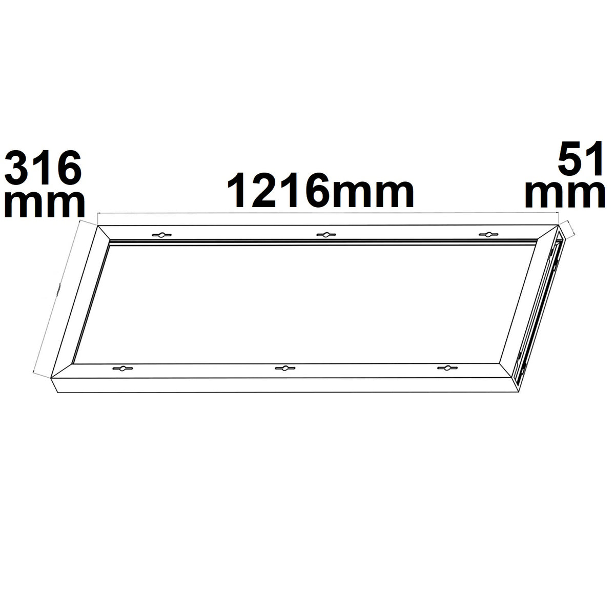 Installatiemateriaal | Opbouwframe voor LED paneel 300x1200 | hoogte 5cm | voorgemonteerd | wit