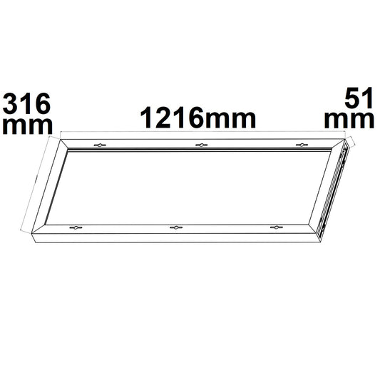 Installatiemateriaal | Opbouwframe voor LED paneel 300x1200 | hoogte 5cm | voorgemonteerd | wit