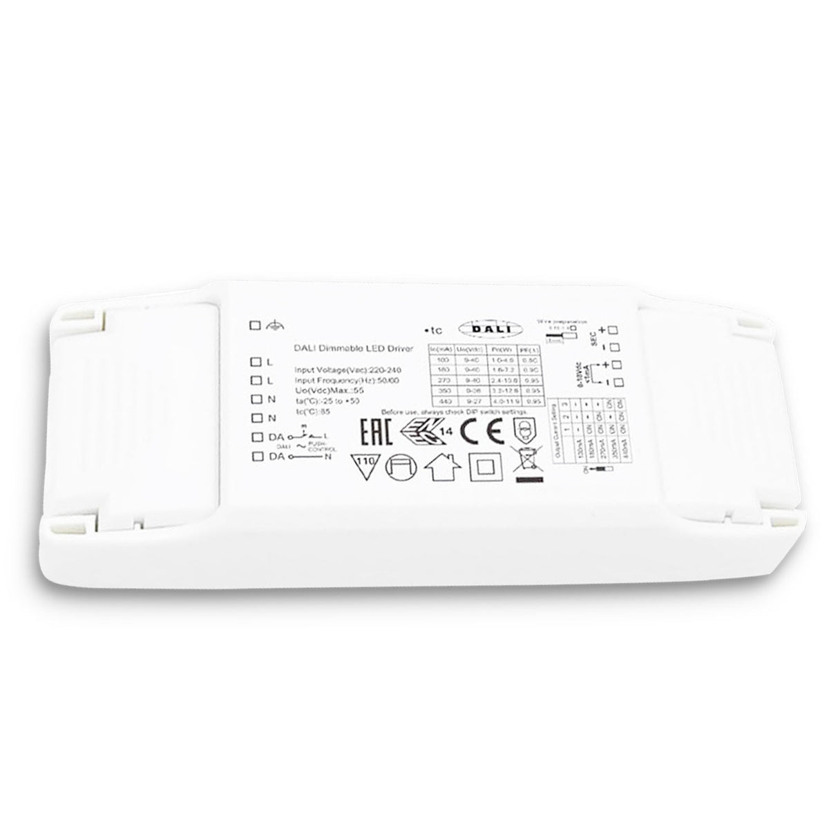 LED driver | constant current | 100/180/270/350/440mA | 10W | Push/1-10V/DALI dimbaar