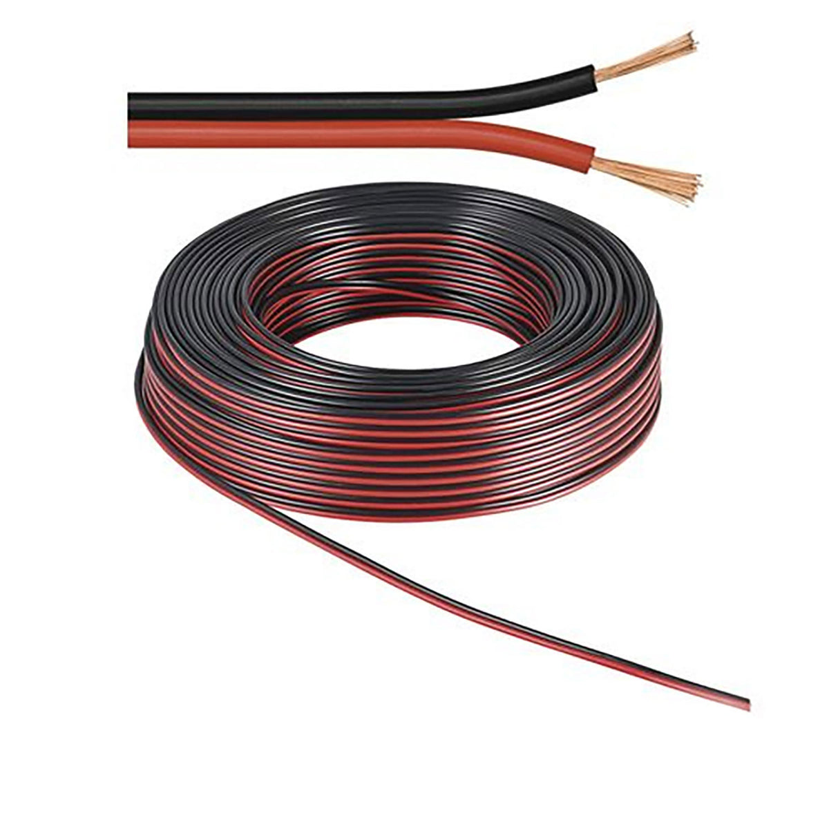 Kabel | 2-polig 0,75mm² | H03VH-H | zwart/rood | 25m