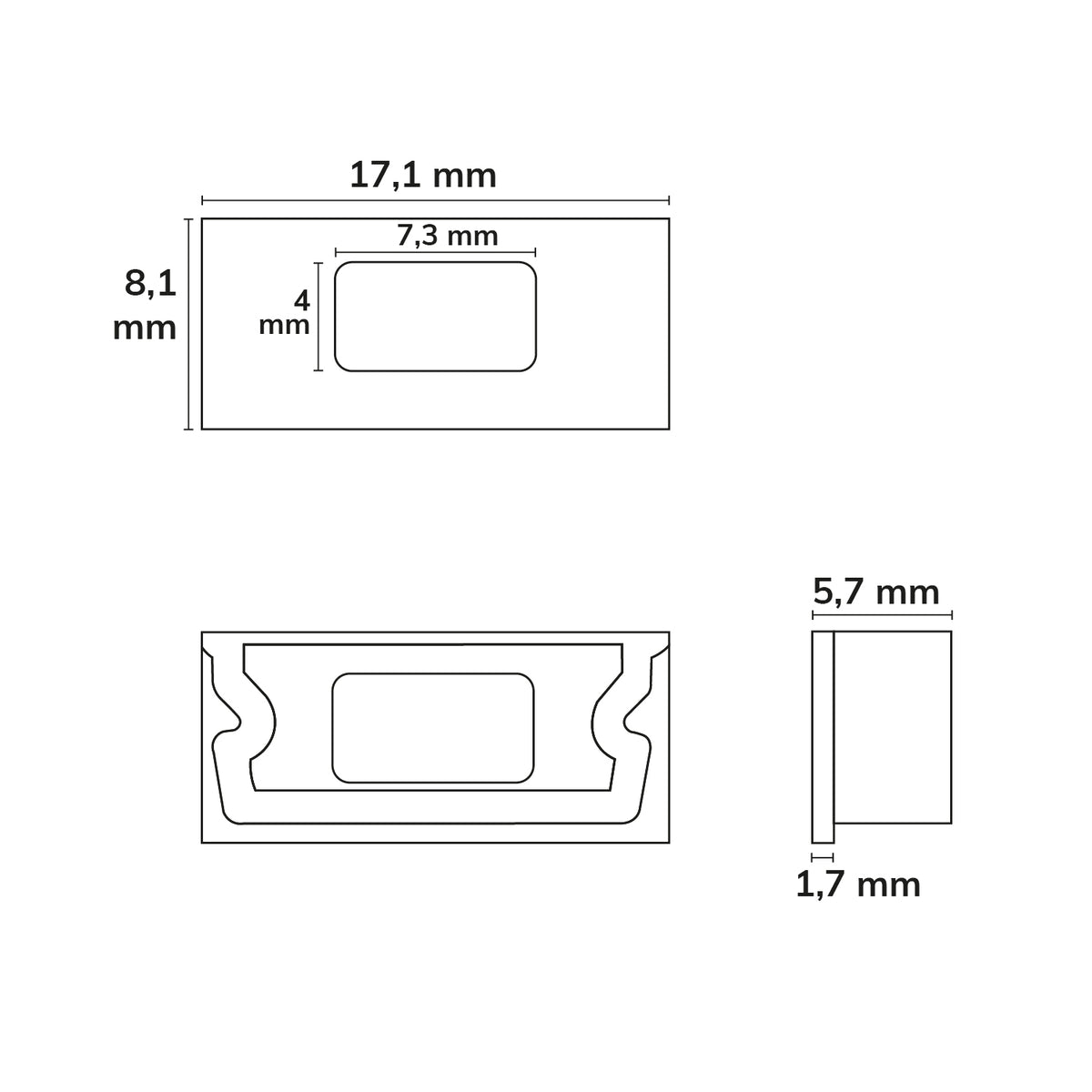 EC76B | Profielaccessoire | Eindkap PURE14 S met kabeldoorvoer | zwart