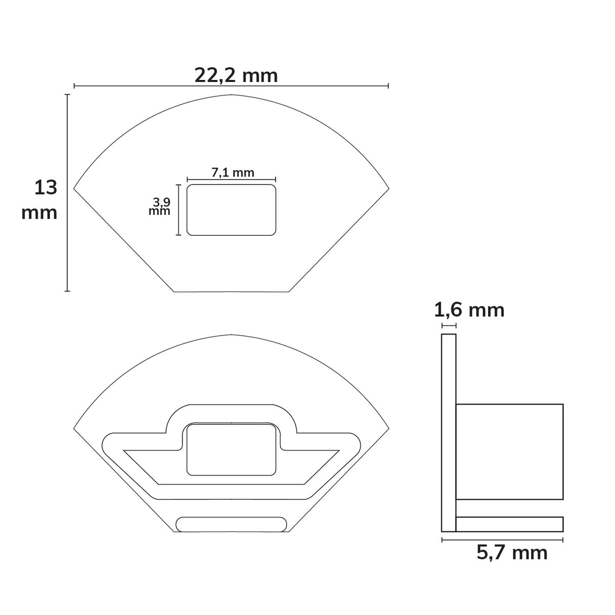 EC88 | Profielaccessoire | eindkap met kabeldoorvoer | voor CORNER10 SLIM