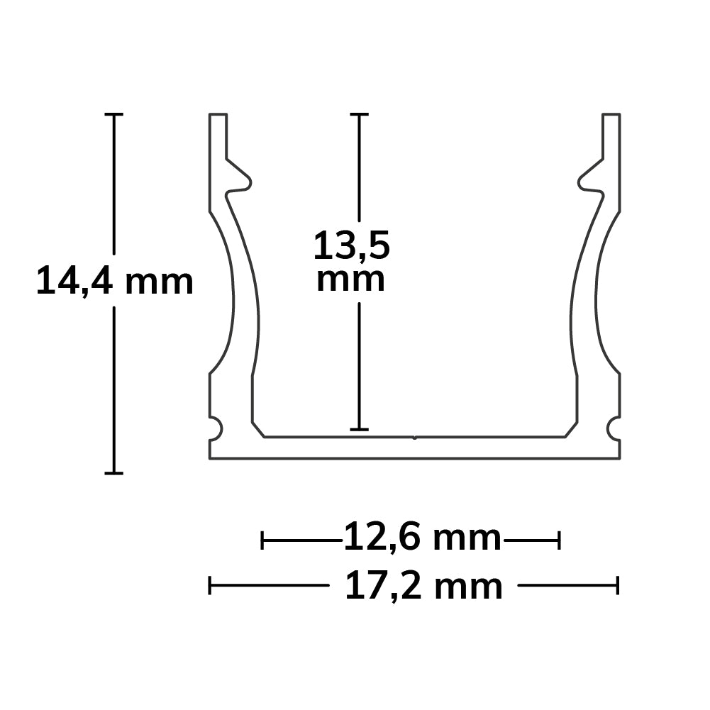 PURE12 S | Aluminium profiel | opbouw | geanodiseerd | 200cm