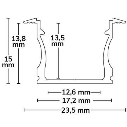 PURE12 D | Aluminium profiel | inbouw | geanodiseerd | 300cm