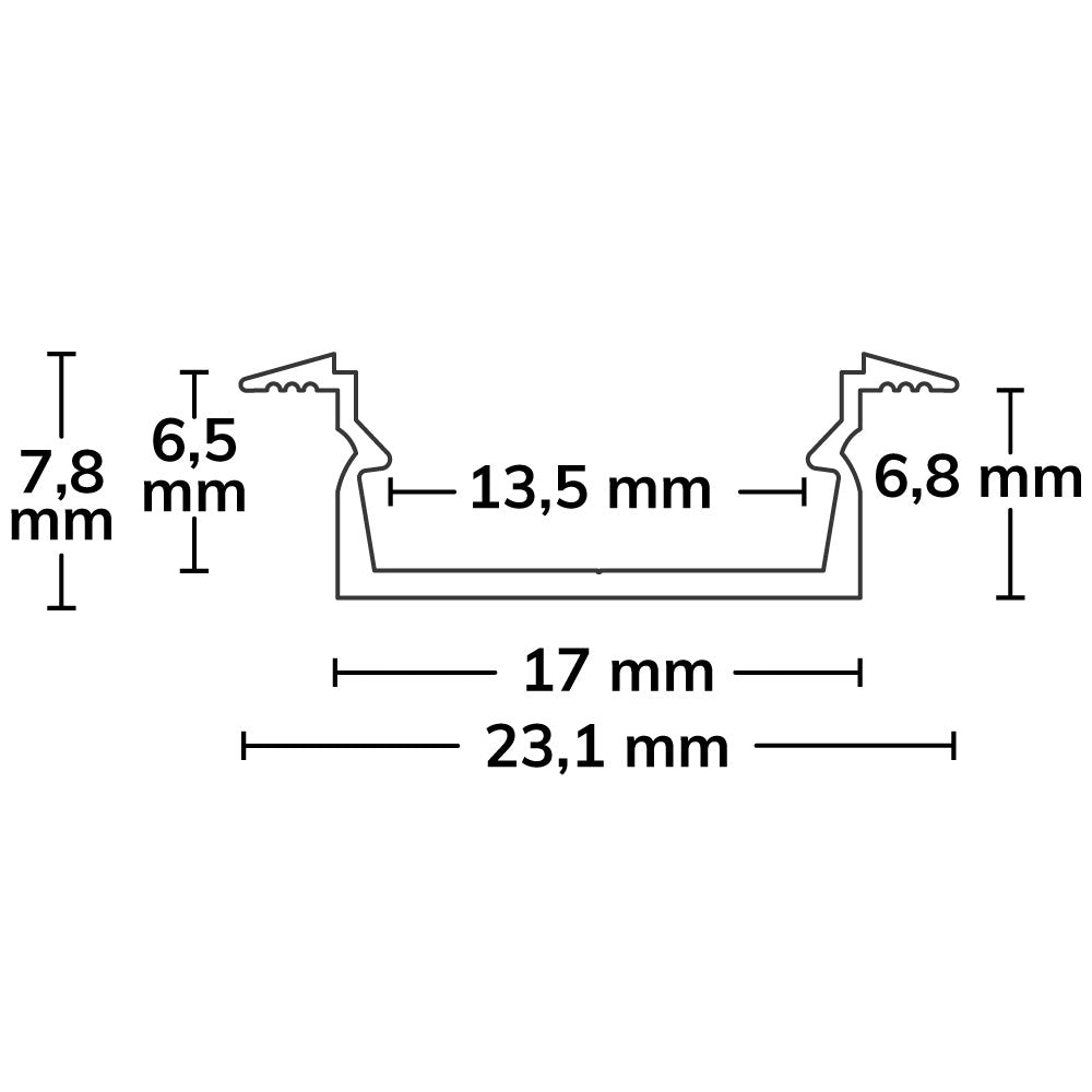 PURE14 D | Aluminium profiel | inbouw | geanodiseerd | 300cm