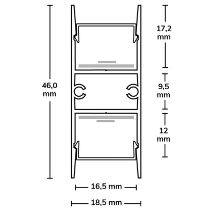 HIDE DOUBLE | Aluminium profiel | opbouw indirect | geanodiseerd | 200cm