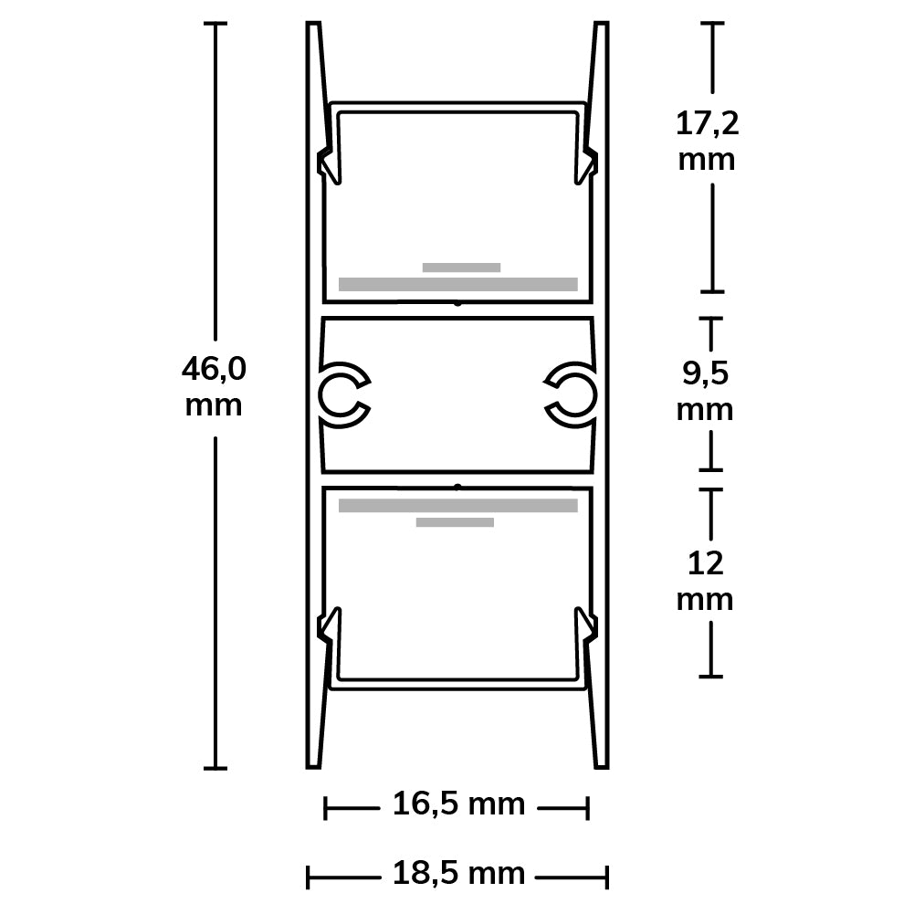 HIDE DOUBLE | Aluminium profiel | opbouw indirect | zwart RAL 9005 | 200cm