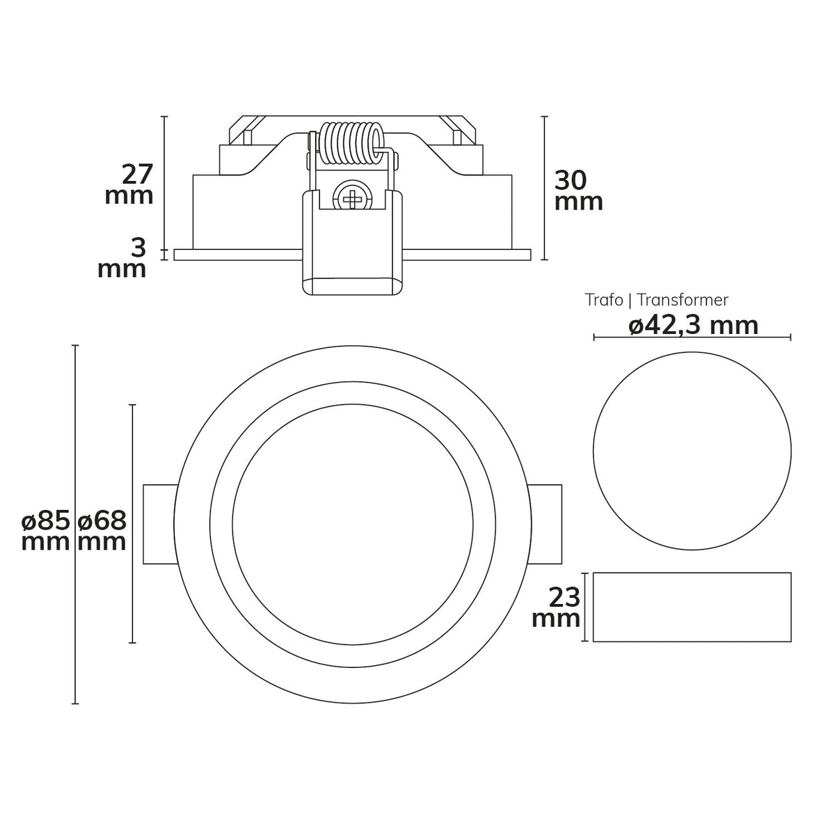 Slim68 | Inbouwspot | geborsteld aluminium | rond | dimbaar | 9W
