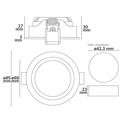 Slim68 | Inbouwspot | zwart | rond | 9W | dimbaar