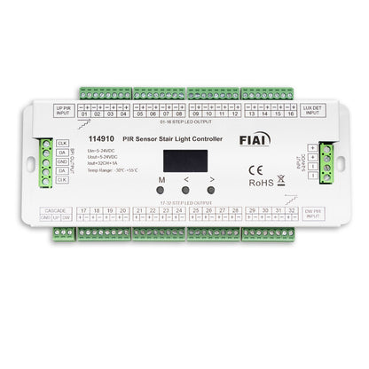 Dimmer | trapeffect PWM | 5-24V | 32x1A + SPI | 2 PIR + 2 drukknop ingangen