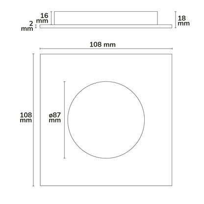 Sys-90 | Afdekring | inbouw vierkant | zwart