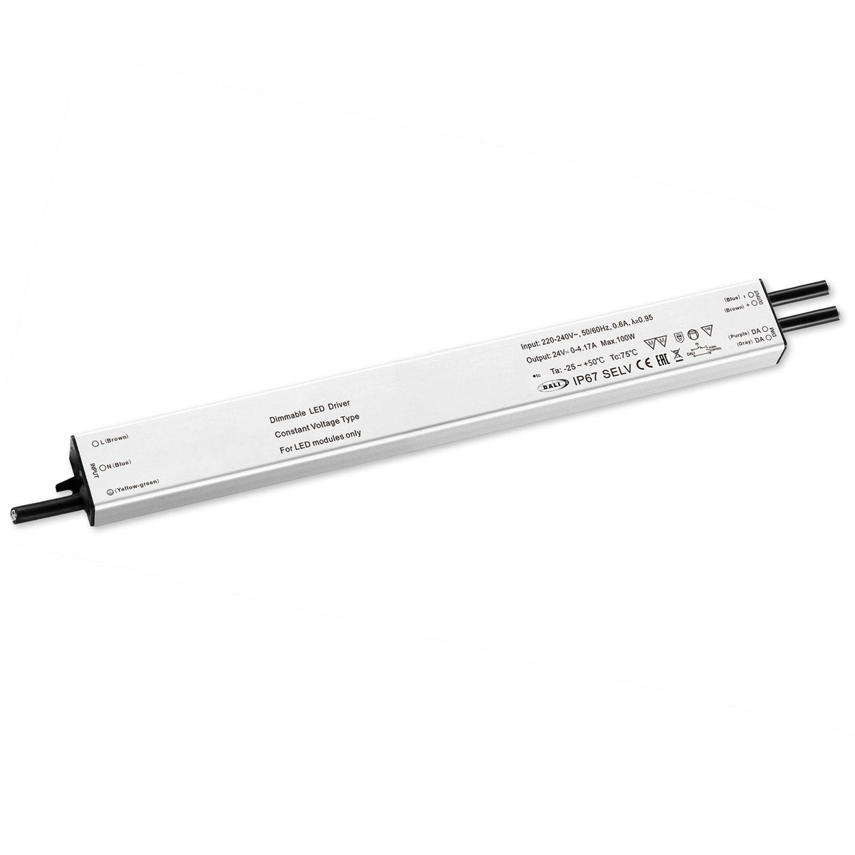 LED driver | PWM | 24V | 0-100W | Push/DALI-2 dimbaar | IP67 | SELV | ultrasmal