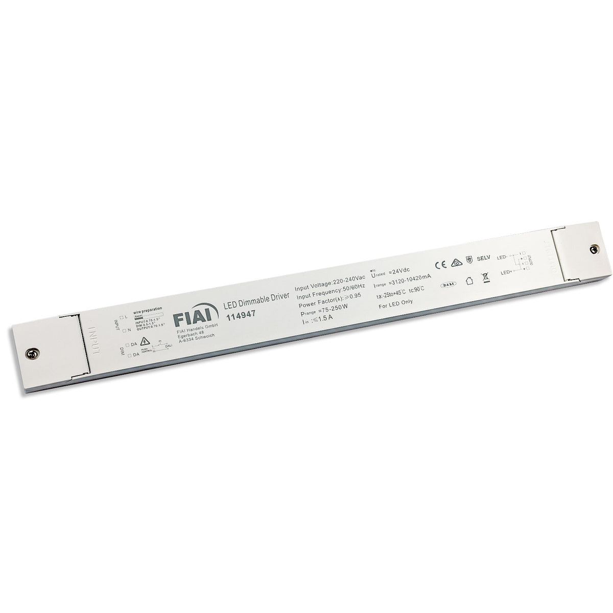 LED driver | PWM | 24V | 0-250W | Push/DALI-2 dimbaar | SELV | plat
