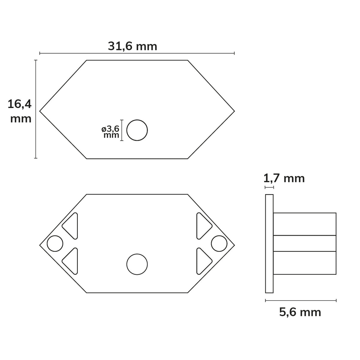 Profielaccessoire | Eindkap E207 met kabeldoorvoer | tegelprofiel binnenhoek | 1 stuk