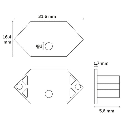 Profielaccessoire | Eindkap E207 met kabeldoorvoer | tegelprofiel binnenhoek | 1 stuk