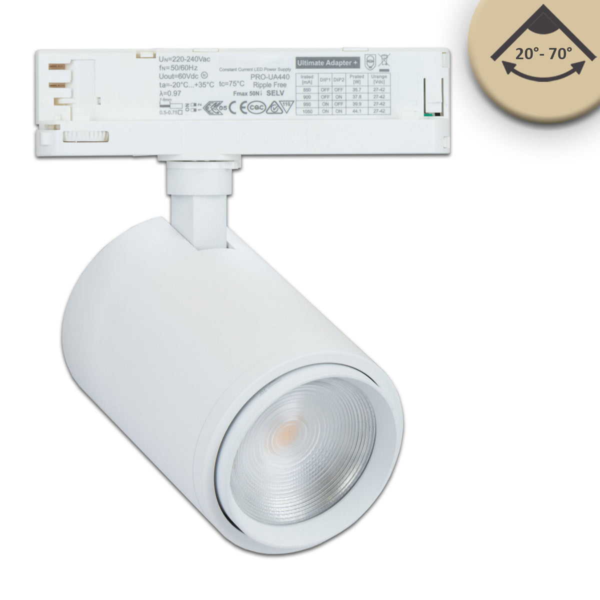 3-PH | Railspot | focusbaar 20°-70° | broodlicht 2700K | 34W