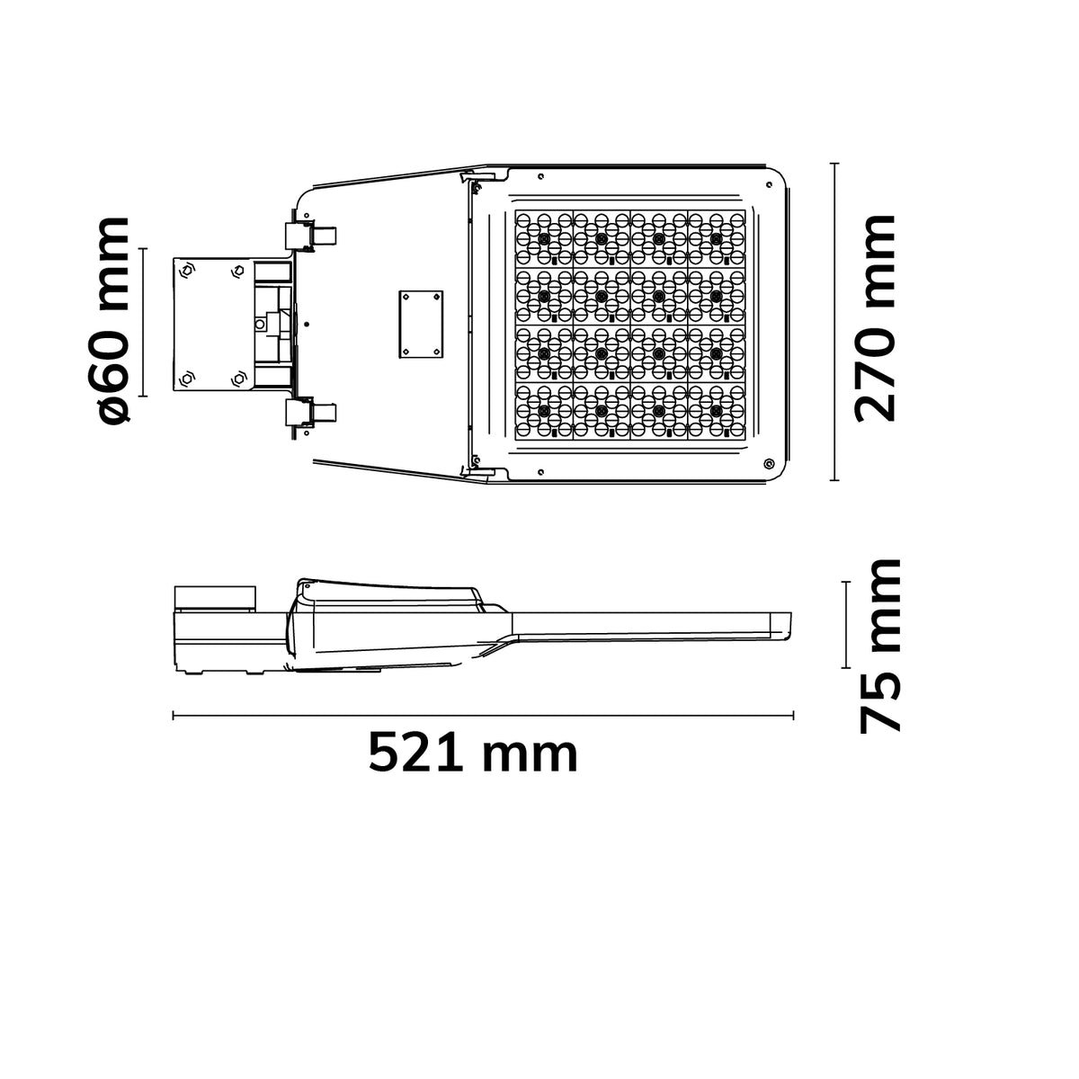 GR100 | Straatarmatuur | 100W | IP66 | mastbevestiging DN60