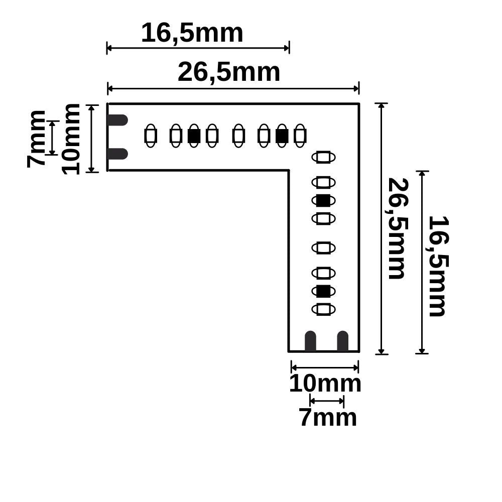 MiniAMP | Connector | lichtgevende hoekverbinder | 0,5W | 24V | voor LED-strip 6W/m