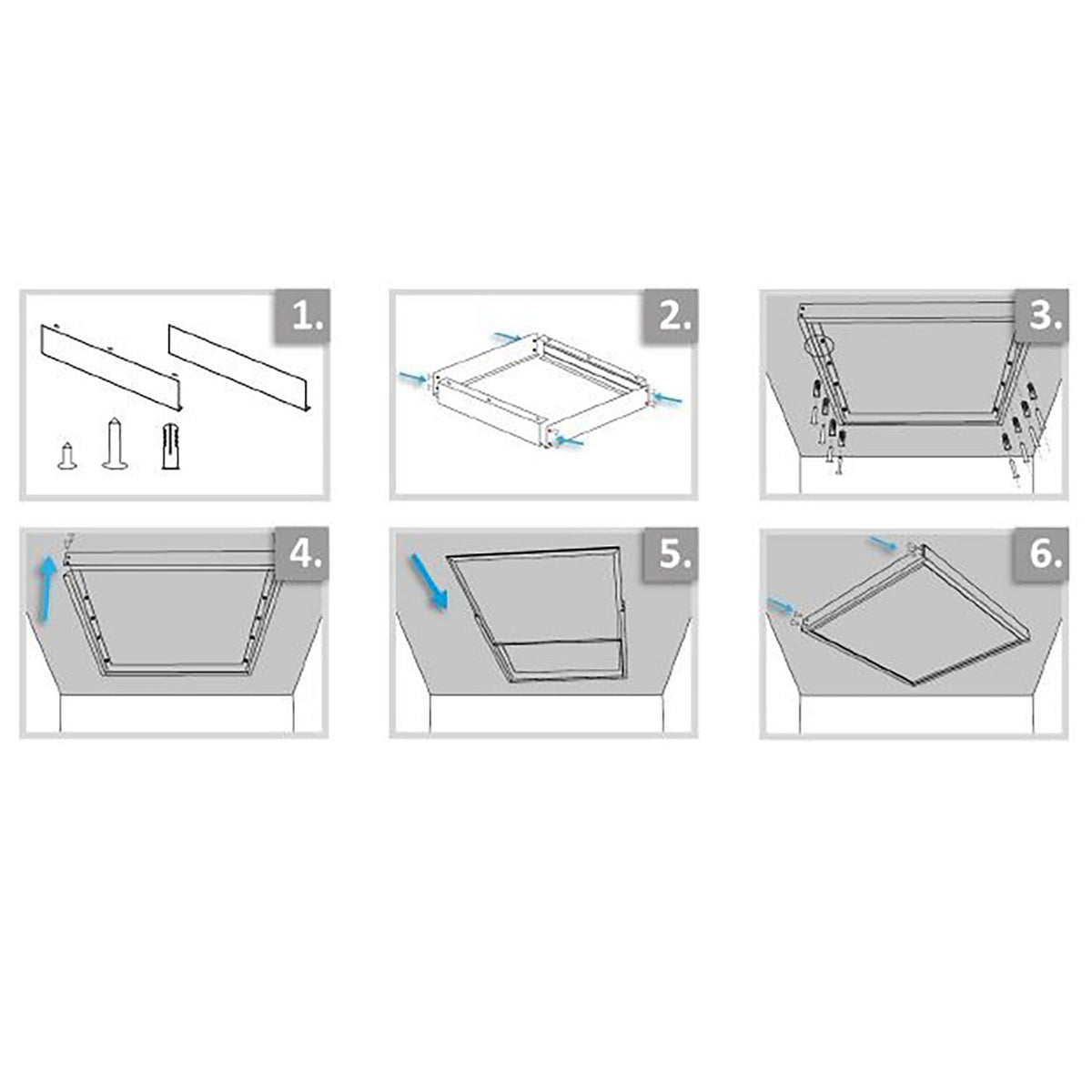 Installatiemateriaal | Opbouwframe voor LED paneel 300x1200 | hoogte 7cm | wit