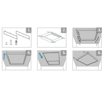 Installatiemateriaal | Opbouwframe voor LED paneel 300x1200 | hoogte 7cm | wit