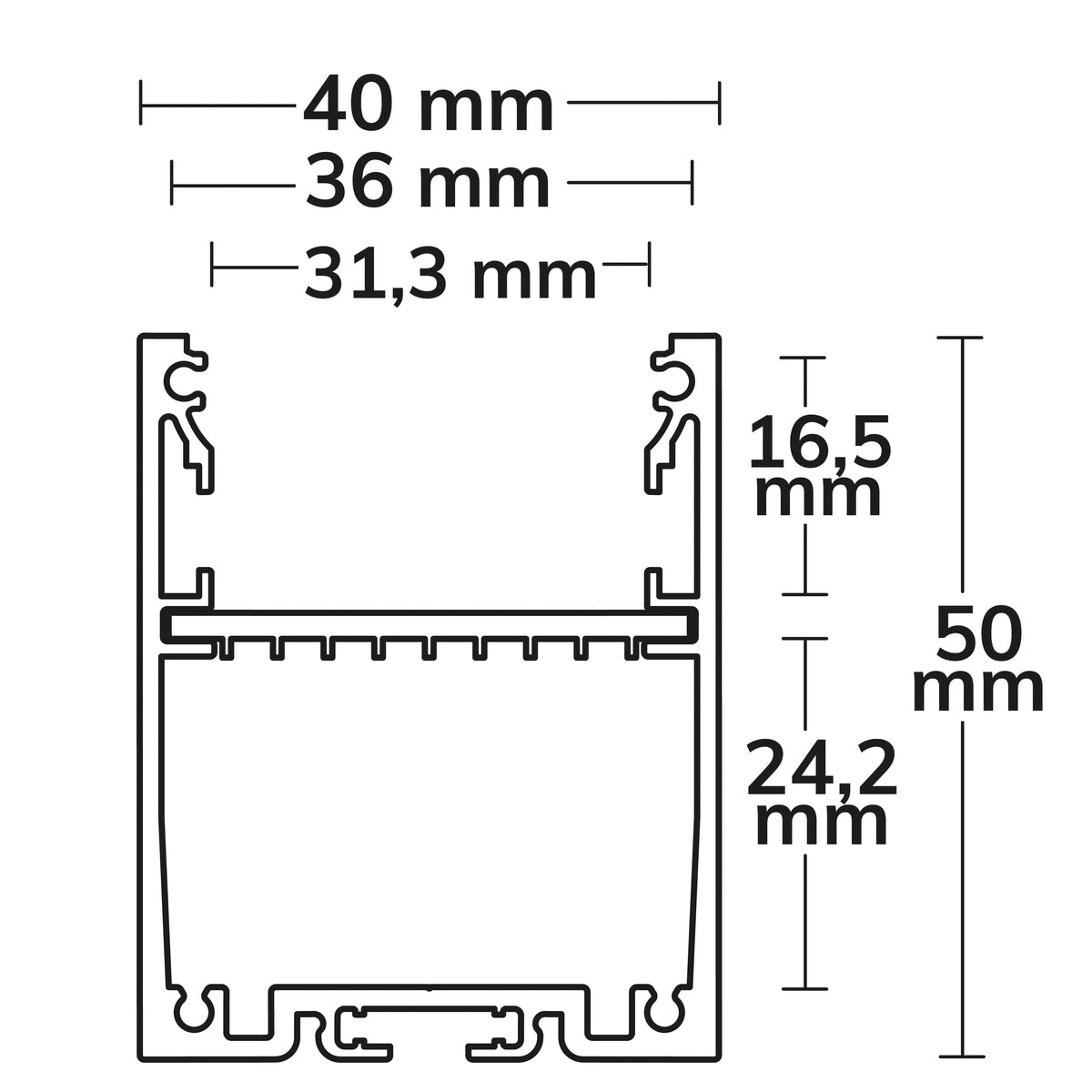 LAMP30 V1 | Aluminium profiel | opbouw | zilver gepoedercoat
