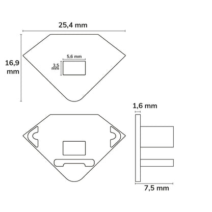 EC97 | Profielaccessoire | Eindkap CORNER11n met kabeldoorvoer | wit
