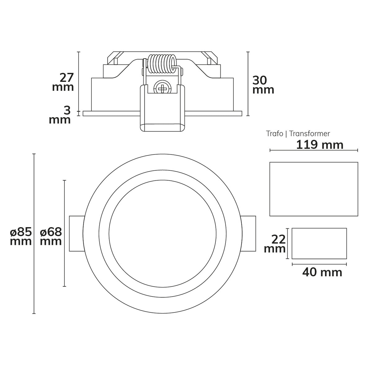 Slim68 | Inbouwspot | rond | 3000K | 9W | DALI dimbaar | geborsteld aluminium