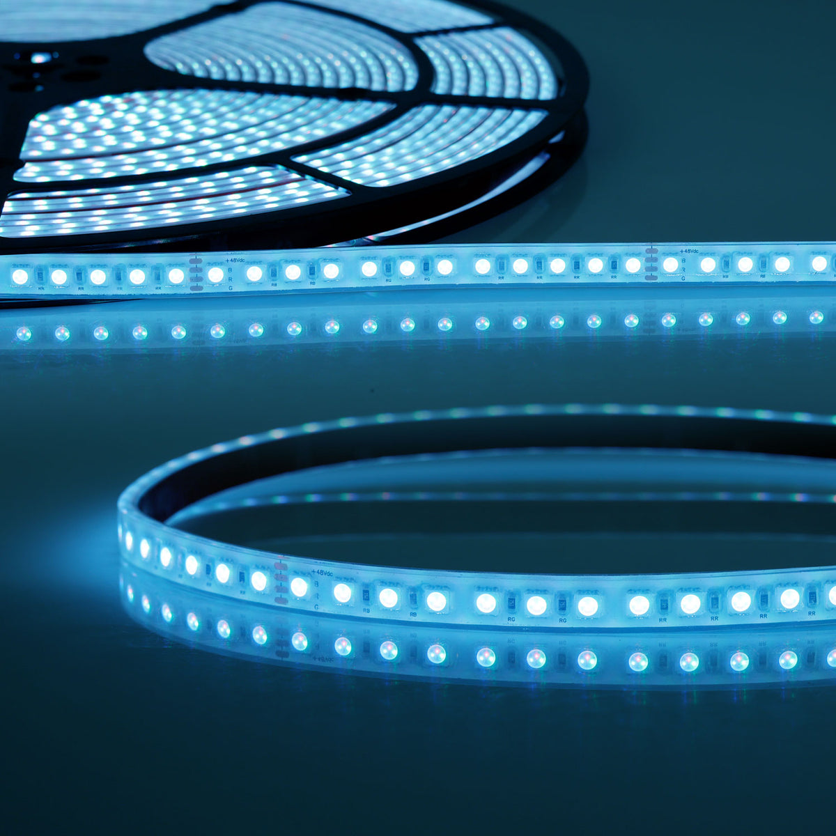 AQUA RGB 48V | LED-strip | 3in1 | 20m | 14,4W/m | 96 LED/m | 48V | IP68