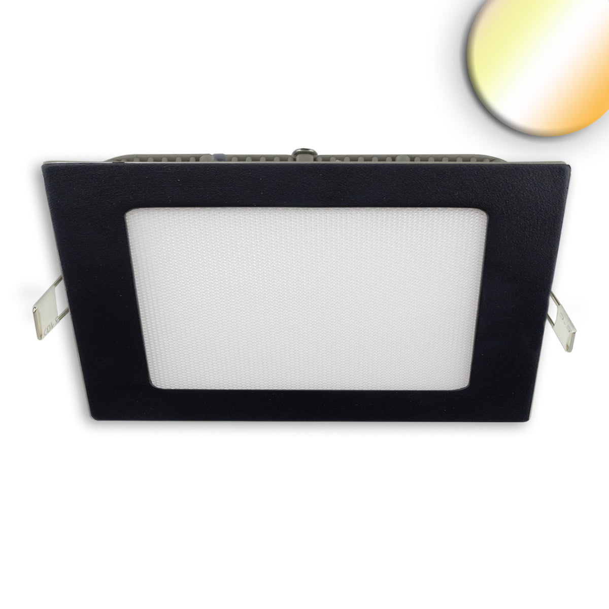 Downlight | vierkant | ultraplat | zwart | 225x225mm | ColorSwitch | dimbaar | 18W