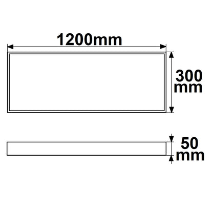 Opbouwframe | voor LED paneel 300x1200 | hoogte 5cm | wit RAL 9016