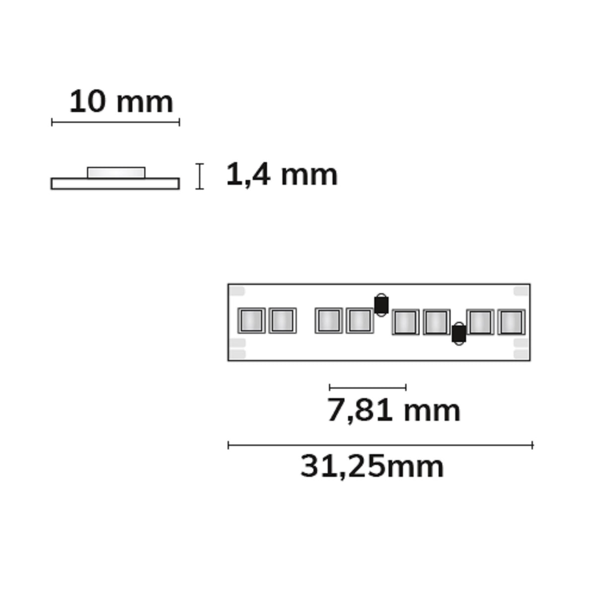 HEQ919/940 Linear CCT | LED-strip | 5m | 1900K tot 4000K | 7W+7W/m | 24V | IP20