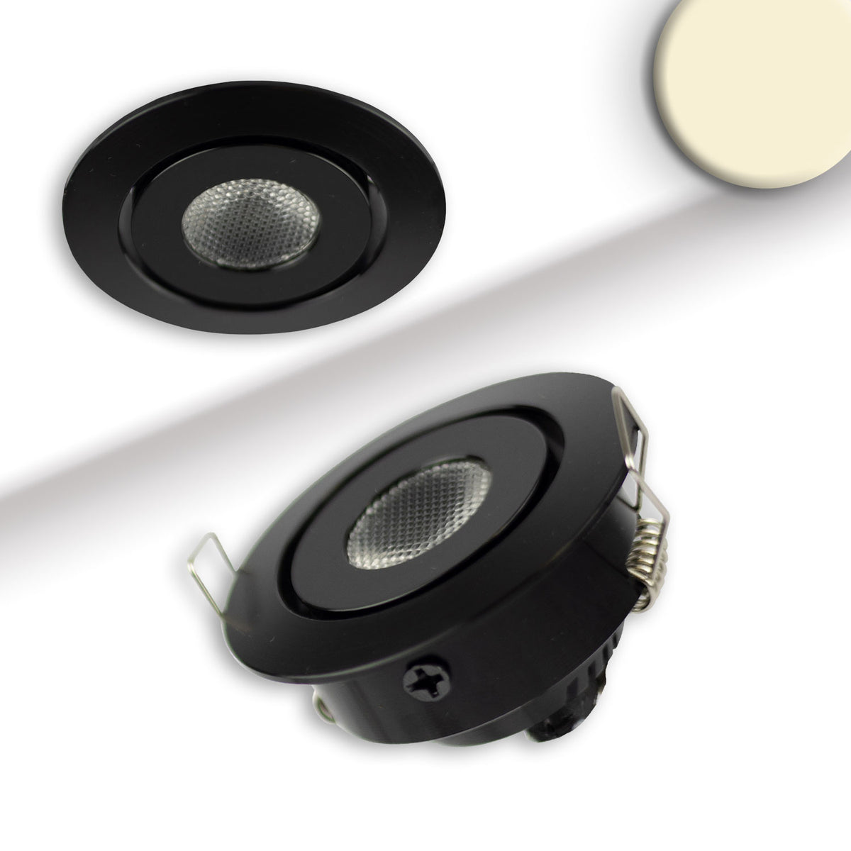 MiniAMP | Inbouwspot | zwart | 12V | dimbaar | 100cm kabel | 3W | warm wit