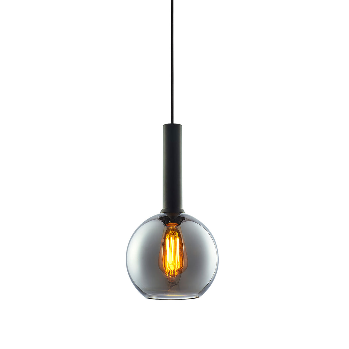 Hanglamp | zwart rond glas | E27 | 50-300cm | exclusief lichtbron