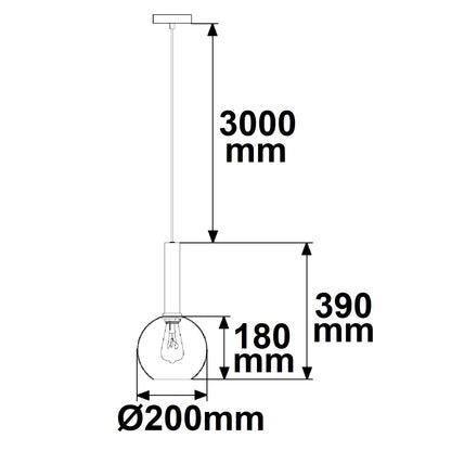 Hanglamp | amber rond glas | E27 | 50-300cm | exclusief lichtbron