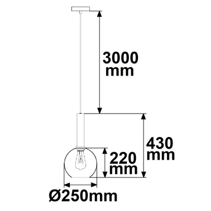 Hanglamp | zwart rond glas | E27 | 50-300cm | exclusief lichtbron