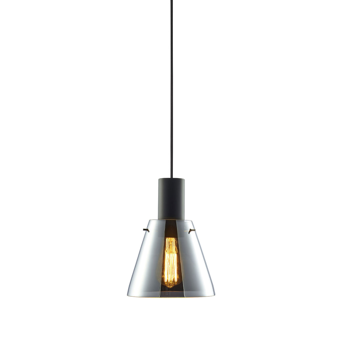 Hanglamp | zwart concaaf glas | E27 | 50-300cm | 20cm | exclusief lichtbron