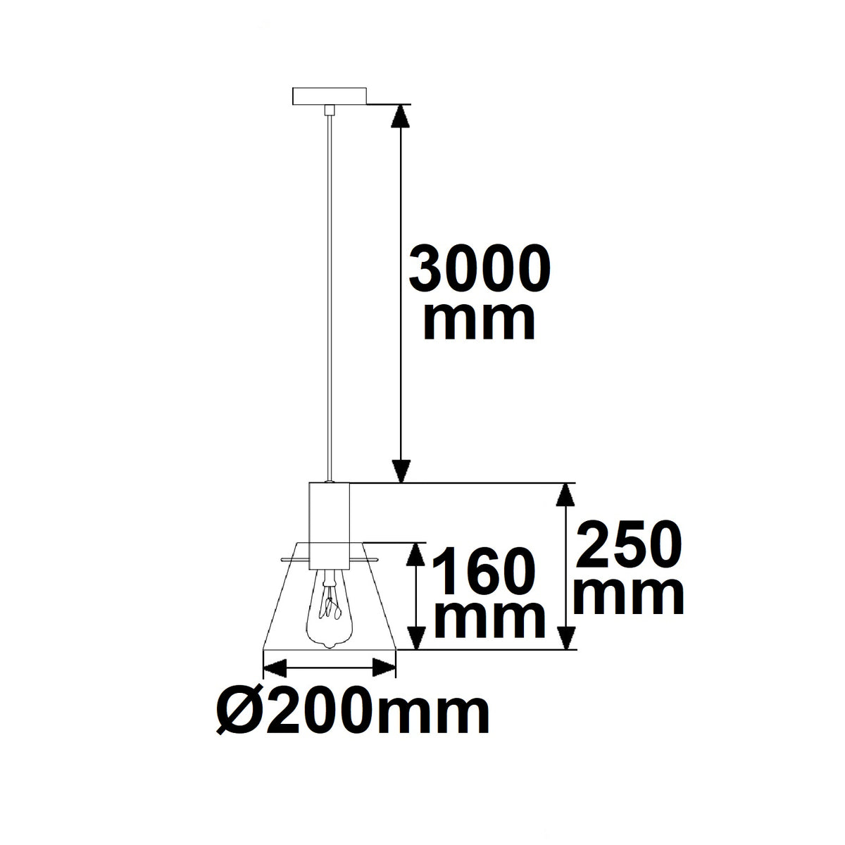 Hanglamp | amber concaaf glas | E27 | 50-300cm | 20cm | exclusief lichtbron