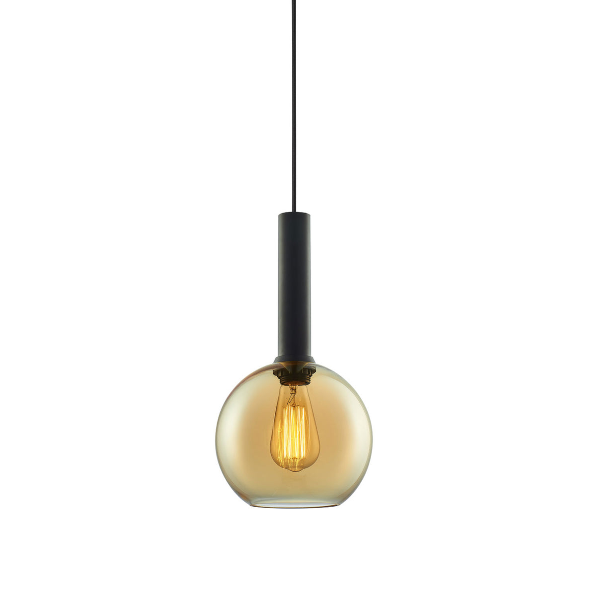 Hanglamp | amber rond glas | E27 | 50-300cm | exclusief lichtbron