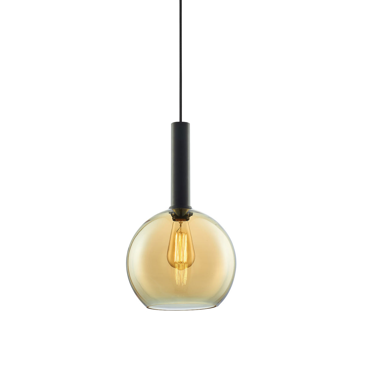 Hanglamp | amber rond glas | E27 | 50-300cm | exclusief lichtbron