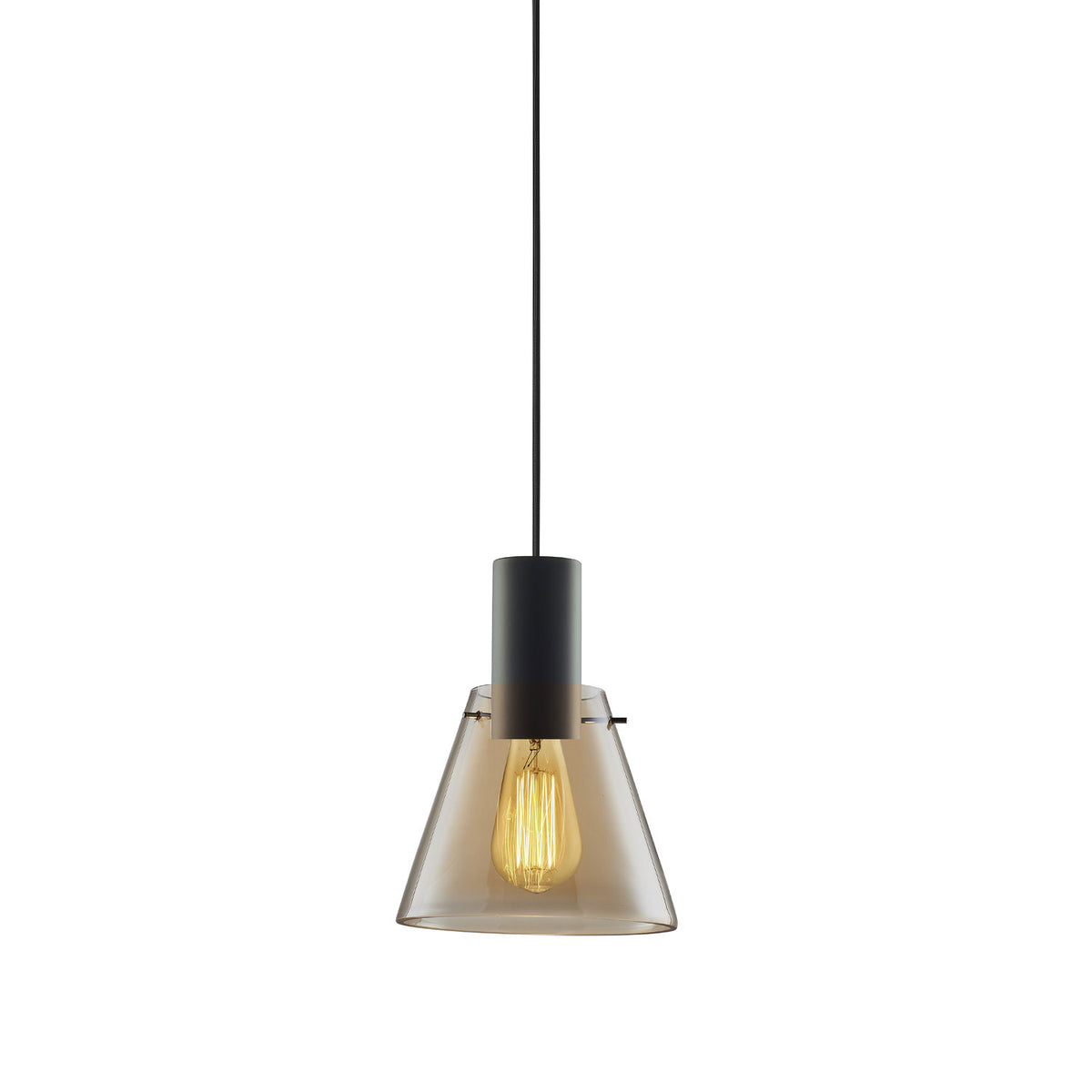 Hanglamp | amber concaaf glas | E27 | 50-300cm | 20cm | exclusief lichtbron