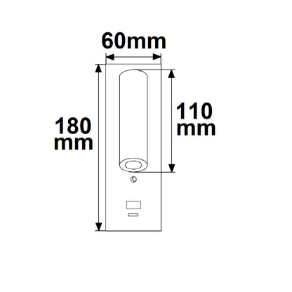 Wandlamp | Leeslamp met USB-A en USB-C | 3W | warm wit | 3 standen dimbaar