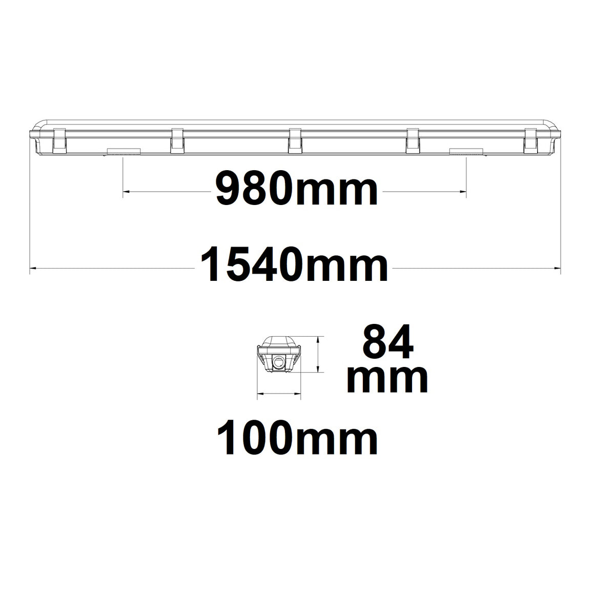 Lineaire armatuur | waterdicht | 150cm | PowerSwitch 33-60W | IP65