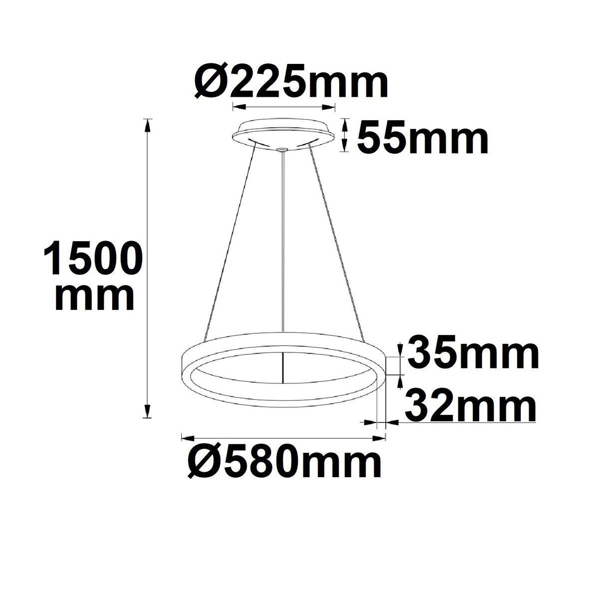 Circle 580 | Hanglamp | rond | zwart | ColorSwitch 3000/3500/4000K | 48W | dimbaar