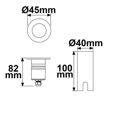 Grondspot | rond 45mm | 3000K | 3W | 30° | 12-24V | IP67 | RVS