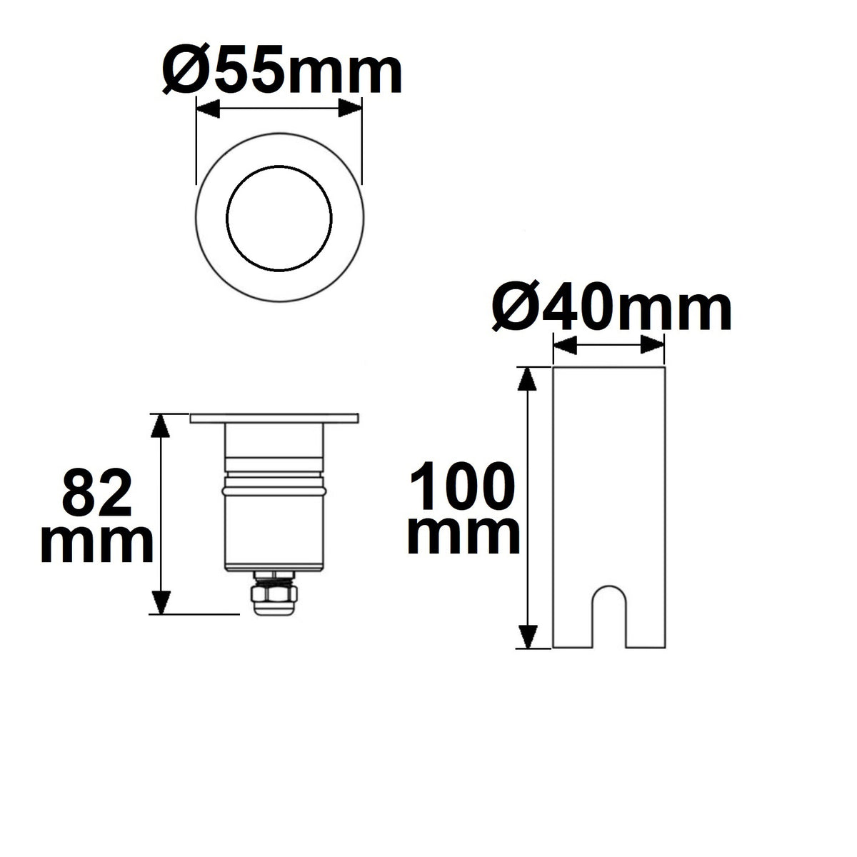 Grondspot | rond 55mm | 3W | 12-24V | IP67 | RVS