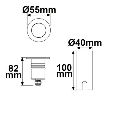 Grondspot | rond 55mm | 3W | 12-24V | IP67 | RVS