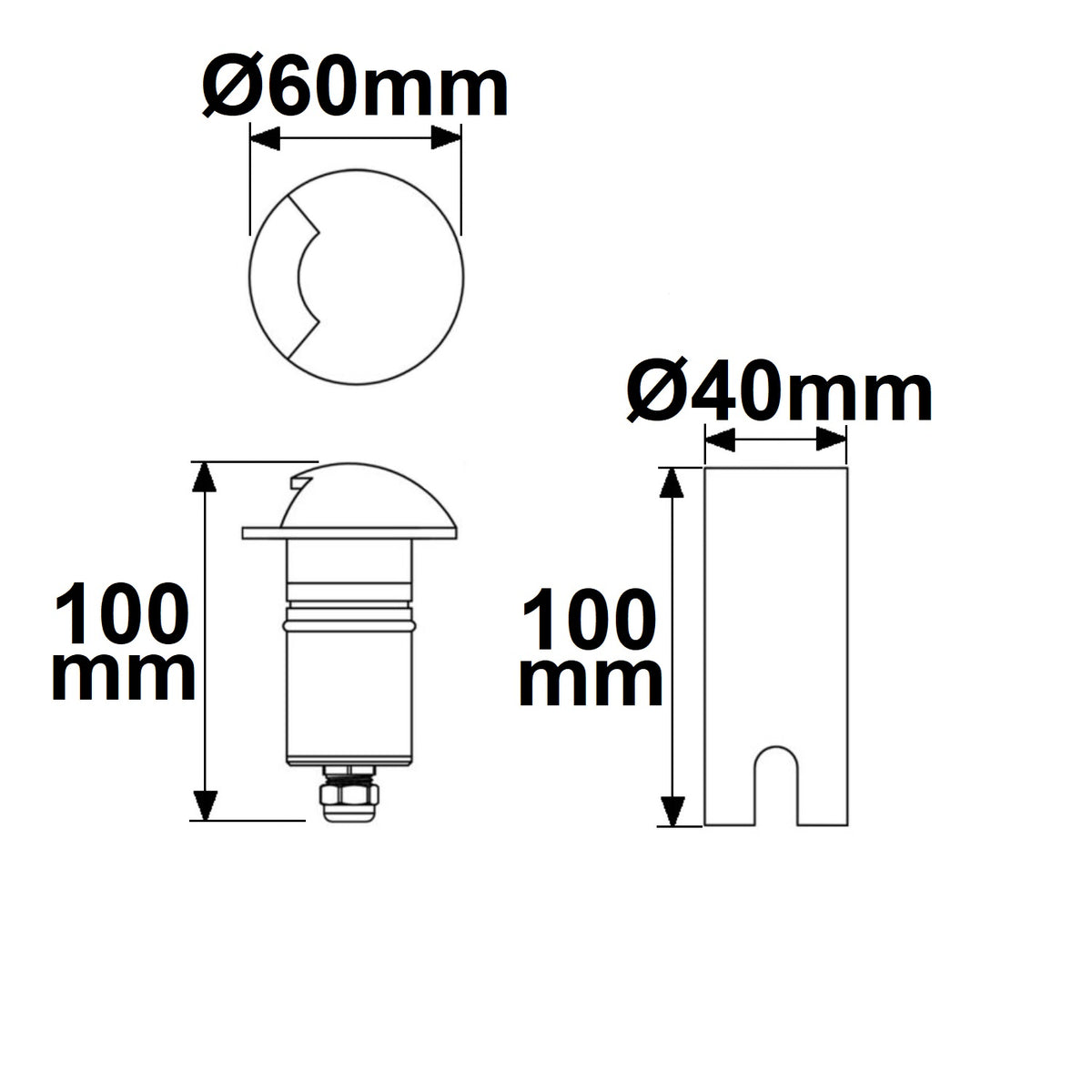 1SIDE | Grondspot | rond | Ø60mm | 12-24V | IP67 | 3W | warm wit
