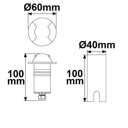 2SIDE | Grondspot | rond | Ø60mm | 12-24V | IP67 | 3W | warm wit