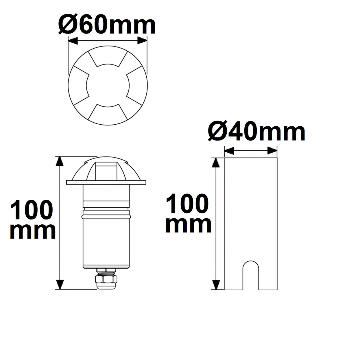 4SIDE | Grondspot | rond | Ø60mm | 12-24V | IP67 | 3W | warm wit