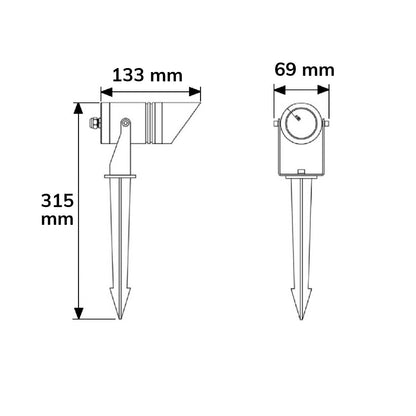 Tuinspot | rond | zwart | 12-24V | IP65 | met grondpen | 6W | warm wit | 30°